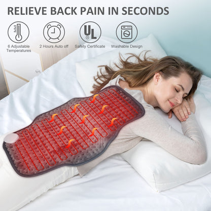 Snailax Heating Pad & Foot Warmer with 6 Temperature Settings & Auto Shut Off, 17”x33”, Washable Fast Heated Pads for Back Pain Relief,Abdomen,Feet,Back,Cramp(Grey)