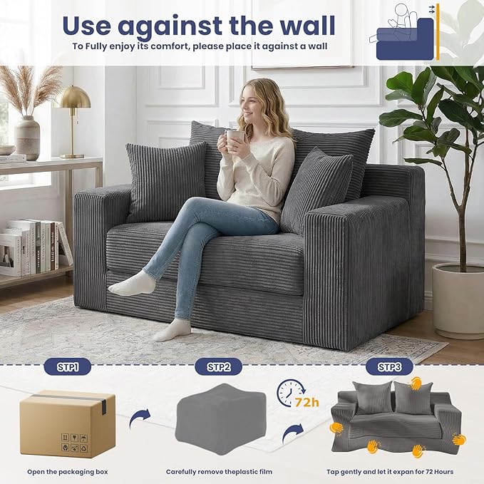 3-in-1 Convertible Sofa Bed, Boneless Loveseat Sleeper & Folding Couch Bed