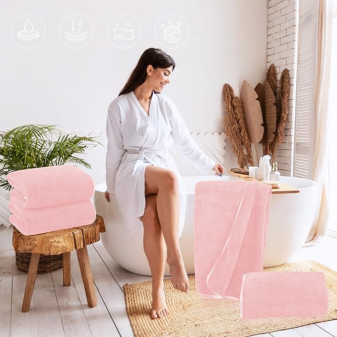 TENSTARS Silk Hemming Bath Towels