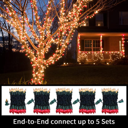 LAMPHOME Red Clear Valentine's String Lights 100 Mini Incandescent Fairy Light Decor 20 Ft Green Wire Christmas Lifgt for Indoor & Outdoor Party Patio Bedroom, Xmas Tree Garland Easter Decoration