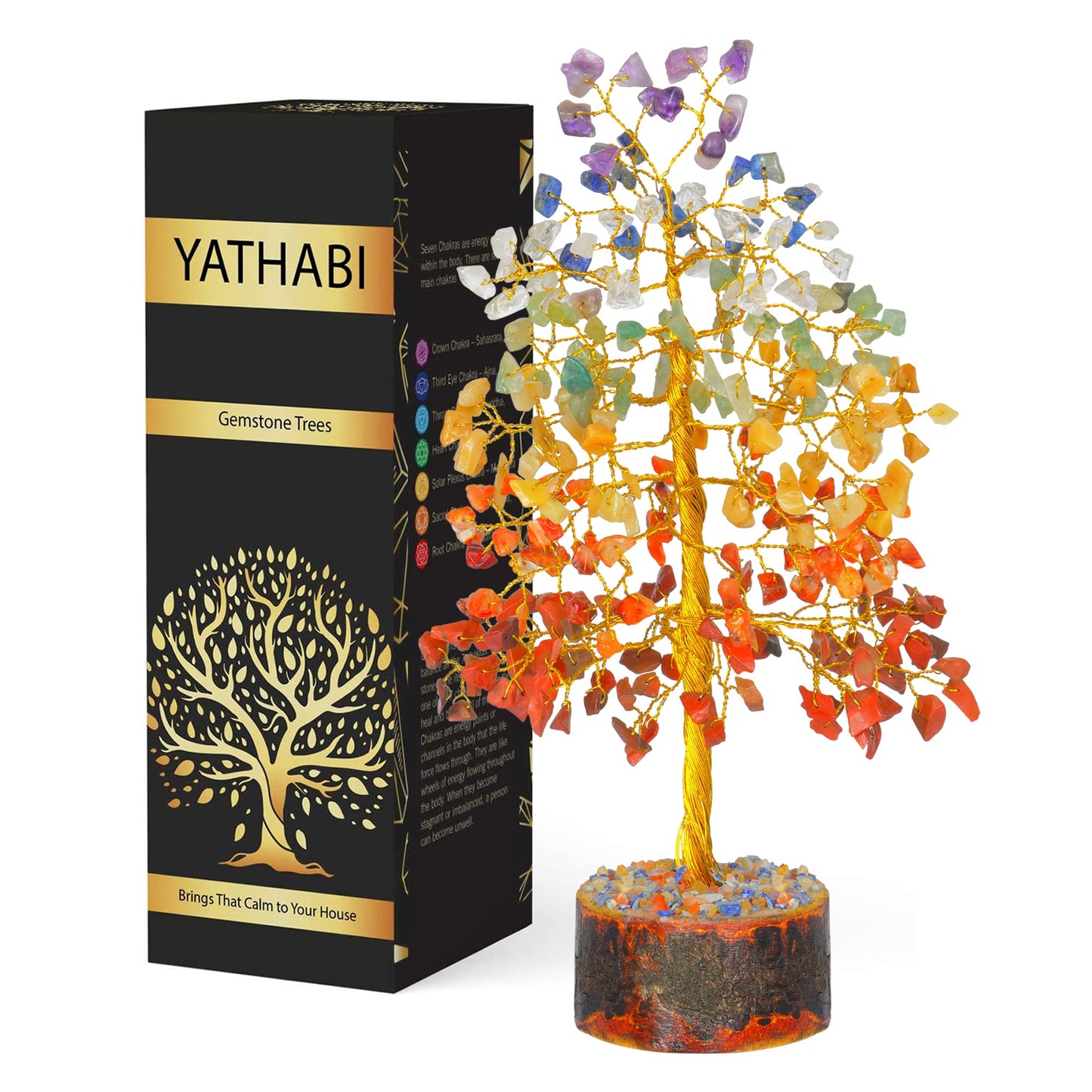 Seven Chakra Tree - Crystal Tree for Positive Energy - Tree of Life - Charkas Crystals - Gem Tree - Spiritual Decor - Feng Shui Crystals and Stones - Chakra Decor - Crystal Bonsai Tree - Gifts