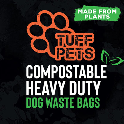 Tuff Pets Biodegradable Dog Poo Bags With Handles - Heavy Duty Dog Bags - 12 Premium Compostable Dogs Poop Bag Rolls - 50% Thicker, 50% Stronger Dogs Waste Bags