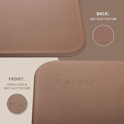 PAIDU Foldable Yoga Mat - 10mm Extra Thick, 75"26" Non-Slip Exercise Fitness Mat | SGS Eco-Certified, Portable for Yoga/Pilates/Studio/Home Workout (Brown)