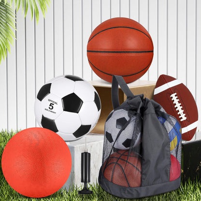 HyDren 36 Pcs Sports Balls Set for Teen Adult, Multi Sport Training Equipment with Official Size Basketball Soccer Ball Football Playground Ball with Pump and Carry Bag Back to School Sports Gift