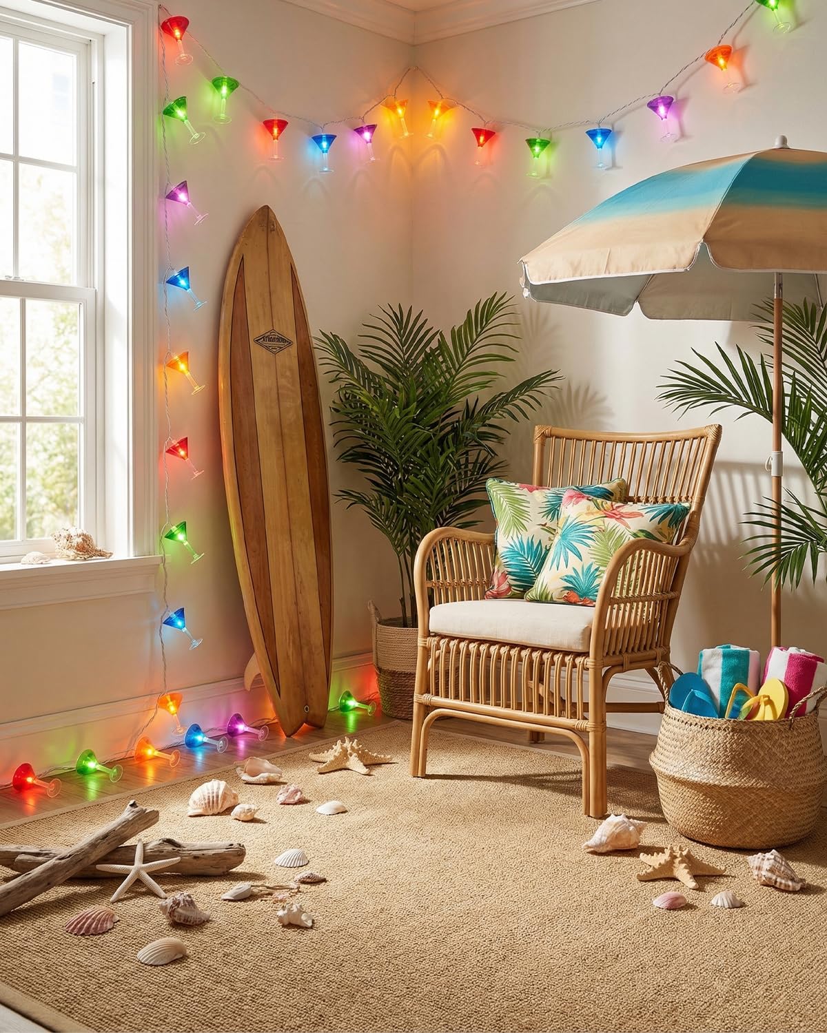 SUNSGNE LED Summer Decorative Indoor String Lights, 8.5ft Margarita Cup Hanging String Lights, Plug in Warm White Fairy Light String for Outdoor Party Birthday Holiday Bistro Bar Decorations