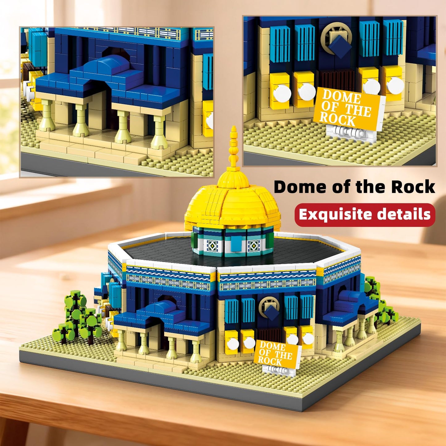 LQPFBSM Dome of The Rock Building Blocks Sets Islamic Architecture Building Kits World Famous Landmark Model Toys Eid Gifts for Muslim Adults Kids 983PCS