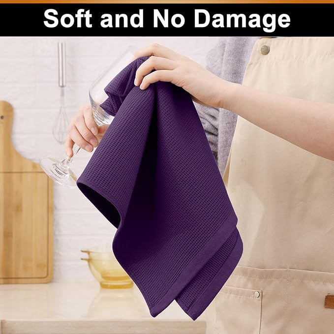 Homaxy 100% Cotton Kitchen Towels and Dishcloths Set