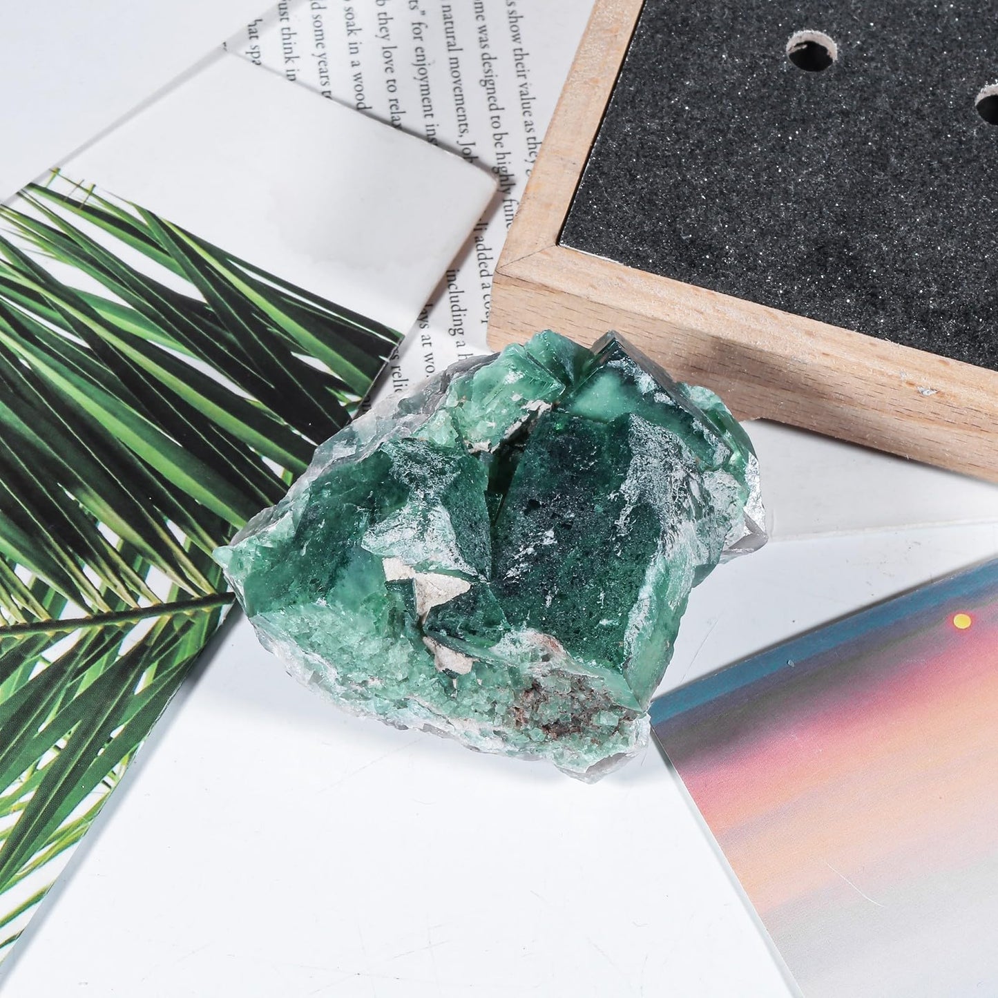 SUNYIK Irregular Fluorite Crystal Cluster Specimen Raw Rough Mineral Quartz Decor for Home Office Healing Anxiety, 45-120mm