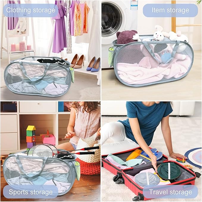 4PCS Mesh Laundry Hamper, Collapsible Laundry Baskets, 75L Large Foldable Dirty