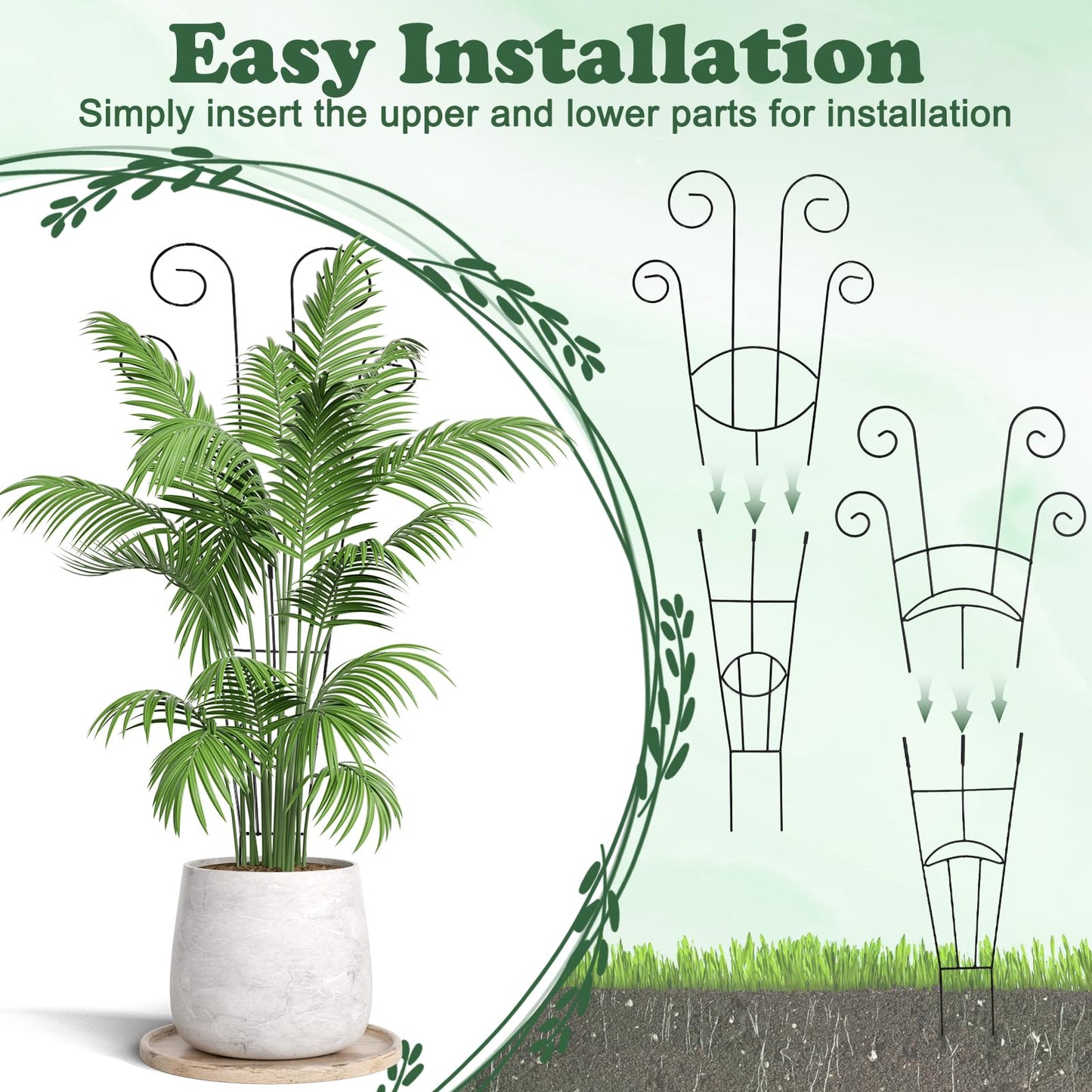 4 Pack Metal Trellis for Climbing Potted Plants Indoor Outdoor - 30 Inch Rustproof Garden Stakes, Plant Support for Monstera Pothos Ivy Hoya Vines, Potted Houseplant