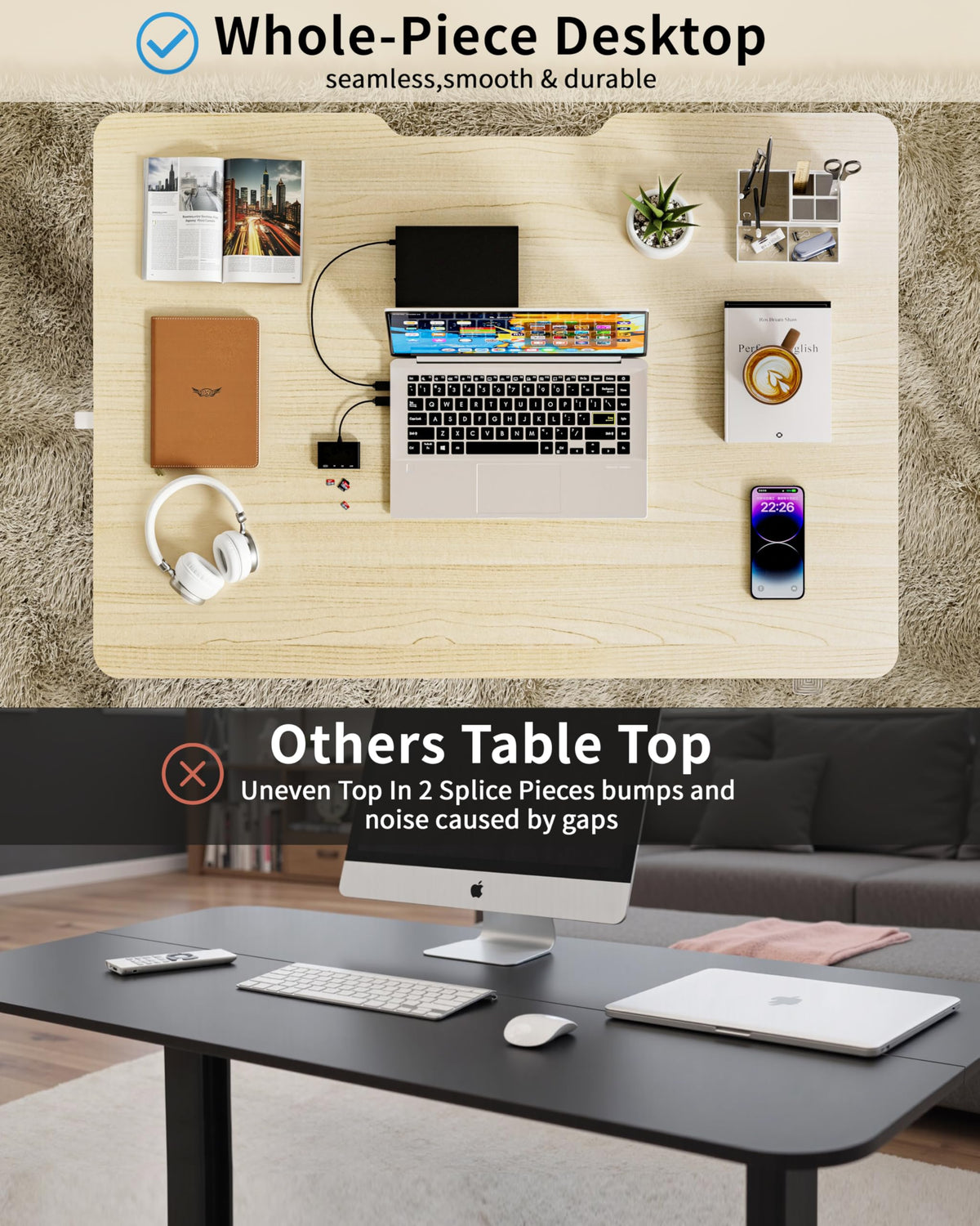 Okin Electric Standing Desk, 40 x 24 Inches Whole Piece Height Adjustable Desk, Oak Sit to Stand Desks Computer Workstation with Wheels for Home Office