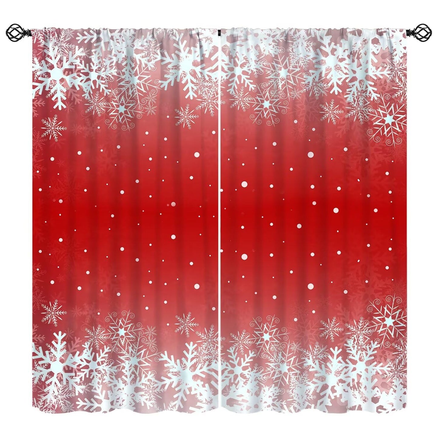 FengMingRui Merry Christmas Snowflakes Curtains for Happy Festival Living Room Bedroom Home Decor Window Drapes 42" W X 45" L