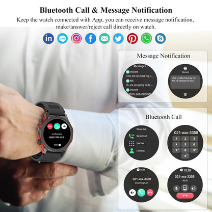 Smart Watch, 1.43''AMOLED 45mm Military Smartwatch Men Women Answer/Make Call, Digital Fitness Watch, 110+ Sports, Blood Pressure, Heart Rate, Stress Monitor Sports Watch for Android or iOS