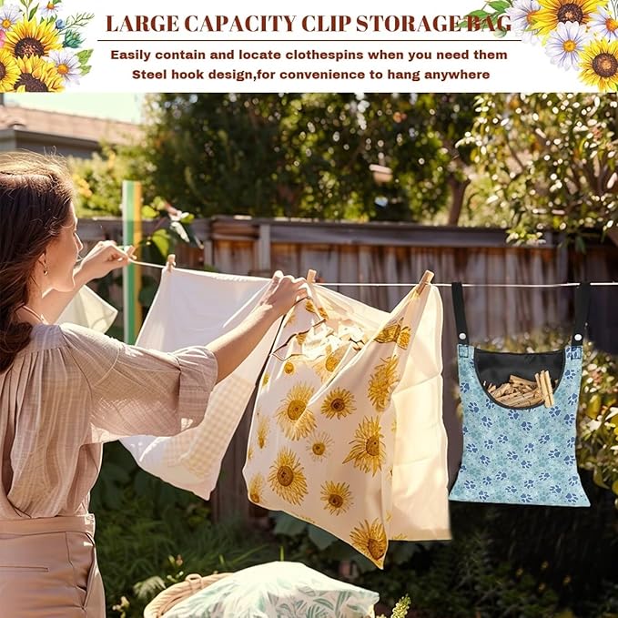 Clothes Pin Hanging Bag with Big Opening Storage Clothes Pins & Mini Clothespins