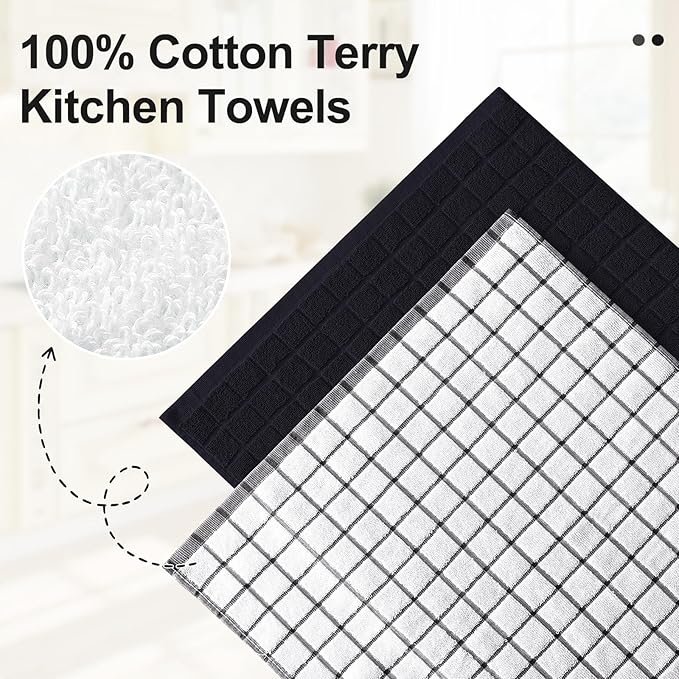 Homaxy Premium Cotton Kitchen Towels 16"x 28", Large Natural Ring Spun 390 GSM