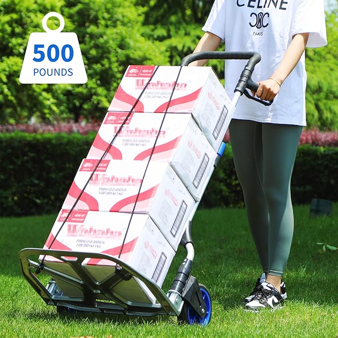 Folding Hand Trucks Heavy Duty by Leeyoung, 500 lb Aluminium Folding Hand Cart