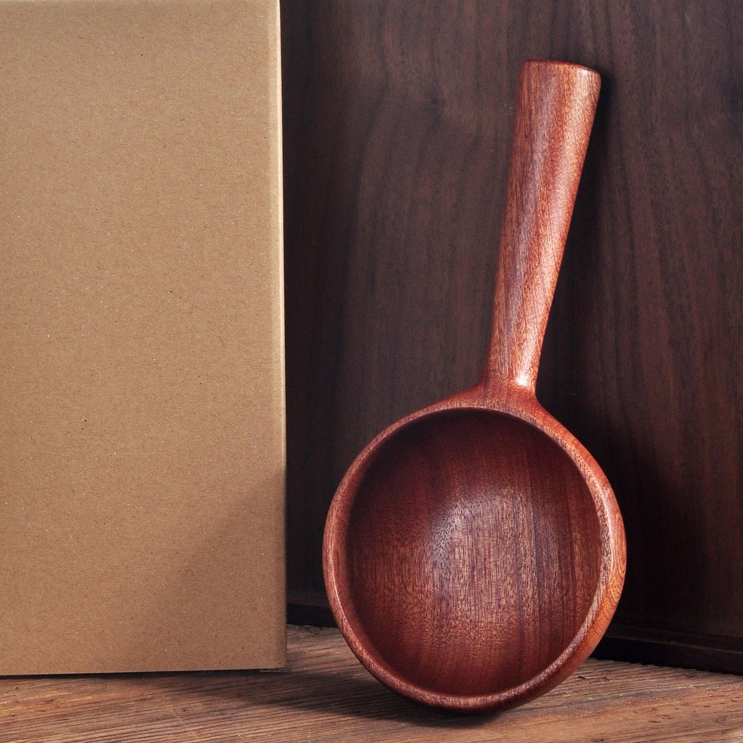 Wooden Water Ladle, 4.3 Inch Large Wood Kitchen Scoop Ladle for Flour Sugar Coffee Beans, Multipurpose Soup Serving Spoon Bath Scoop for Cooking Stirring, Bath Salt, Canisters Flour
