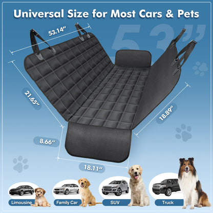 Dog Car Seat Cover 4-in-1, 100% Waterproof Dog Car Hammock, Durable Scratchproof Nonslip Back Bench Cover for Dogs with Seat Anchor, Machine Washable, Universal fits Trucks SUV