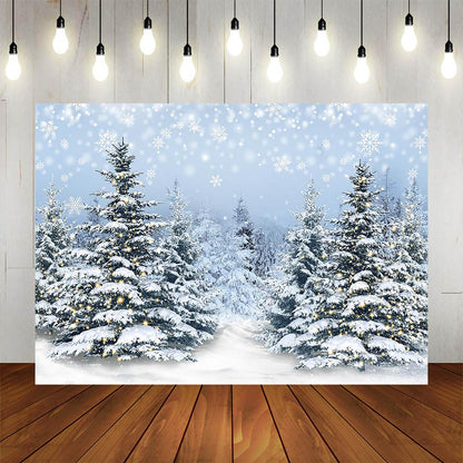 Fitumiw Winter Snowy Forest Scene Backdrop 7x5ft Christmas Winter Wonderland Photography Background Party Decorations Xmas Pine Trees Banner Photo Booth Props