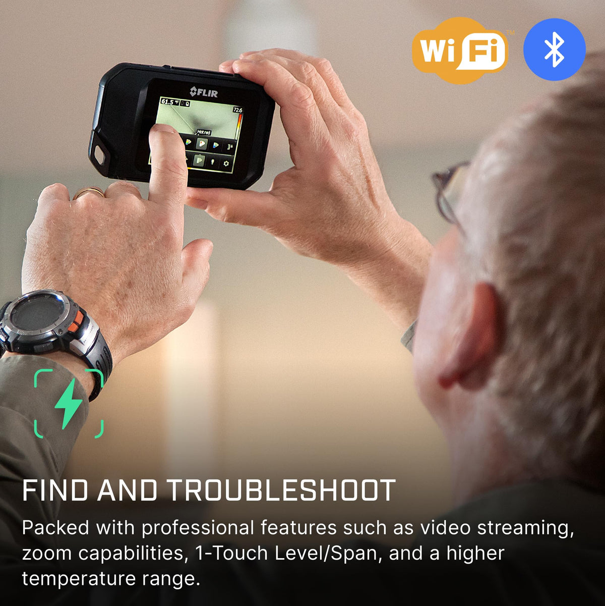 FLIR C5 Compact Thermal Imaging Camera with Wifi: High Resolution Infrared Imager for Inspection, Electrical/Mechanical, Building, and HVAC Applications