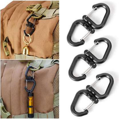 SquEqu 5 Pack Dual Locking Carabiner Clips with Double-Ended Wiregate Utility Hook Lightweight Swivel Snap Clasps Keychain Clip for Camping Hiking Backpack Backpacking Belt Loop Key Chain Flashlight