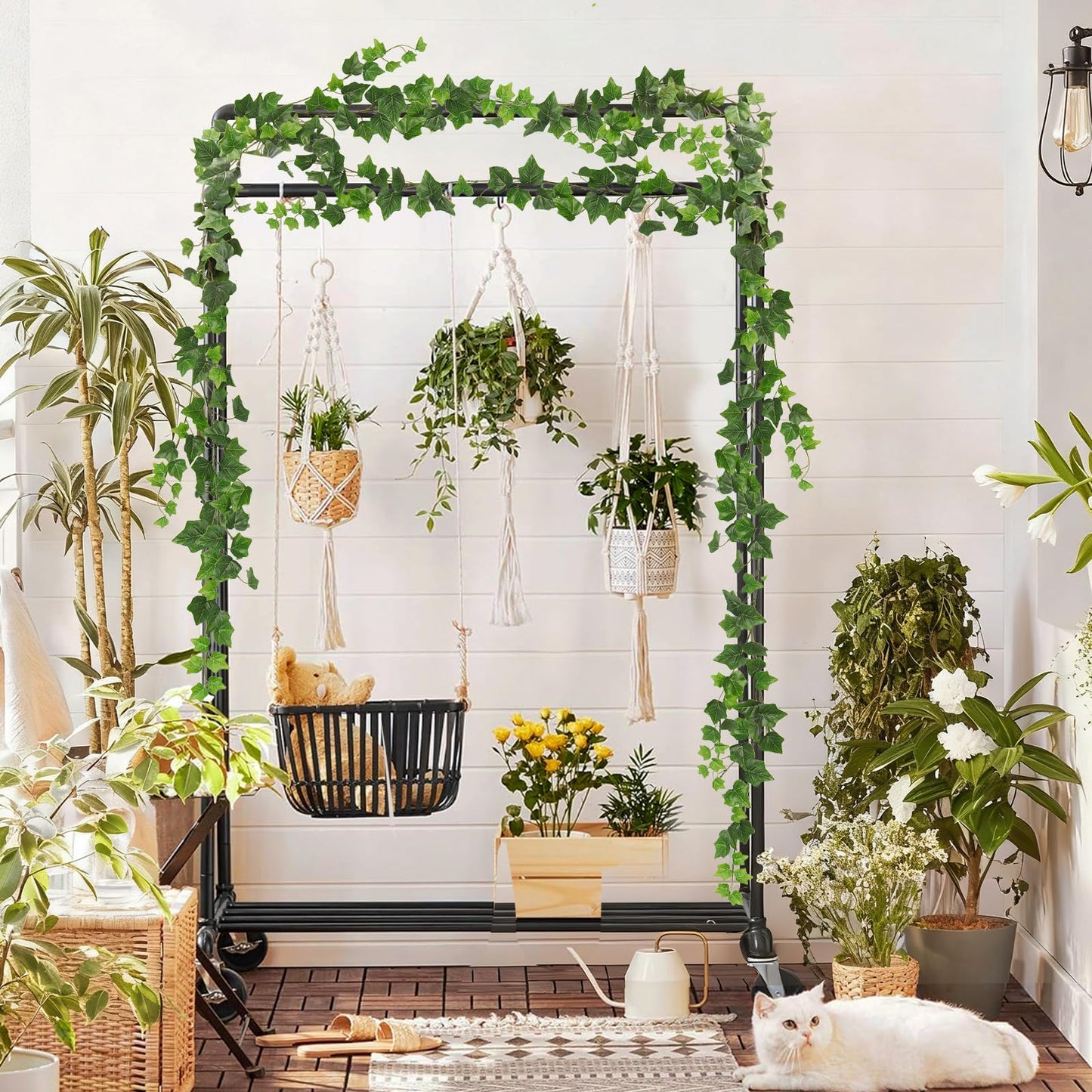 RECUTMS Artificial Ivy Vines Ivy Garland 2Pcs 74.8inch Fake Vines Hanging Plants with Silk Leaves Greenery Spring Decor for Indoor Outdoor Wedding Home Kitchen Garden Office