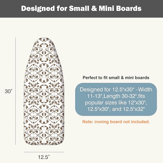 Small Ironing Board Cover and Pad 12.5"x30" Small Iron Board Cover
