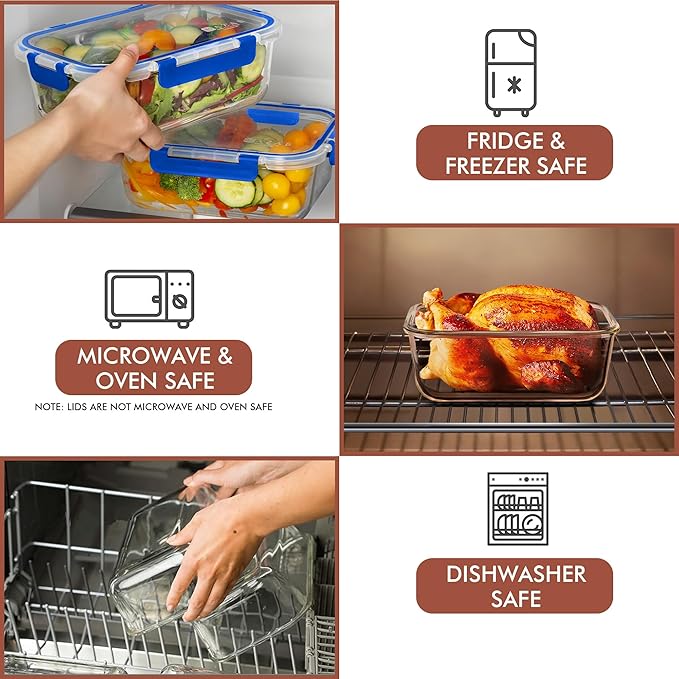 Razab 4 Pcs 1860ml / 63 Oz Large Glass Food Storage Containers