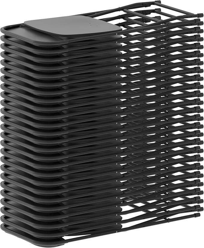 Flash Furniture Hercules Set of 10 Indoor/Outdoor Heavy-Duty Plastic Folding Chairs, Foldable Commercial Stacking Chairs with 650-lb. Static Weight Capacity, Black
