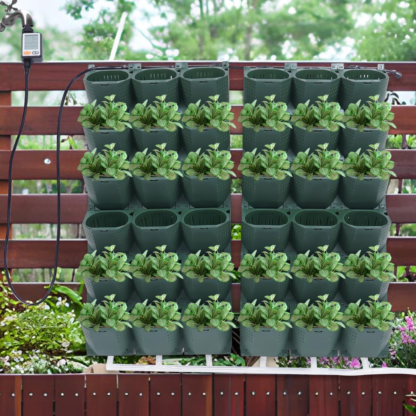 Self-Watering Vertical Garden Planter, Garden Growing System, Planters Self-Watering System, Wall Mounted Vertical Garden Planter, 36 Pots Flower holder for Indoor Herbs Vegetable Fruit, Green