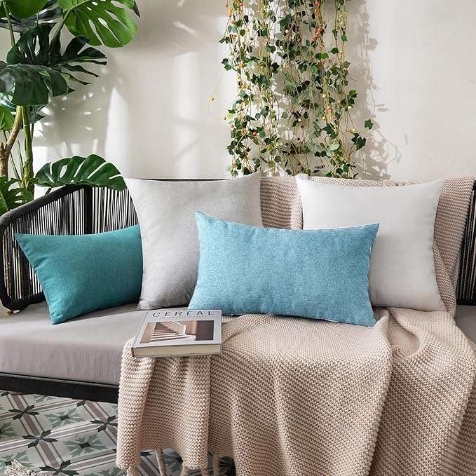 MIULEE Pack of 2 Decorative Outdoor Solid Waterproof Throw Pillow Covers Faux
