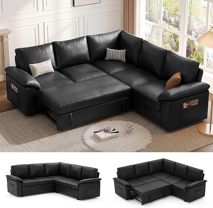 85 Inch Faux Leather Modular Sectional Sofa