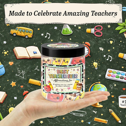 Best Teacher Ever Affirmations Jar, 60 Positive Affirmations Cards Teacher Appreciation Gifts for Women, Thank You & End of Year Gifts for Women Teachers