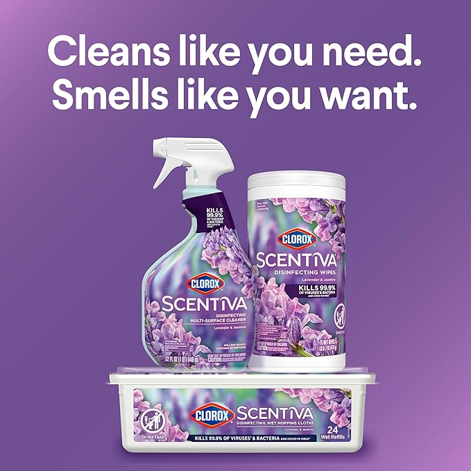 Clorox Scentiva Disinfecting Wet Mop Pad, Disposable Heads, Lavender and Jasmine