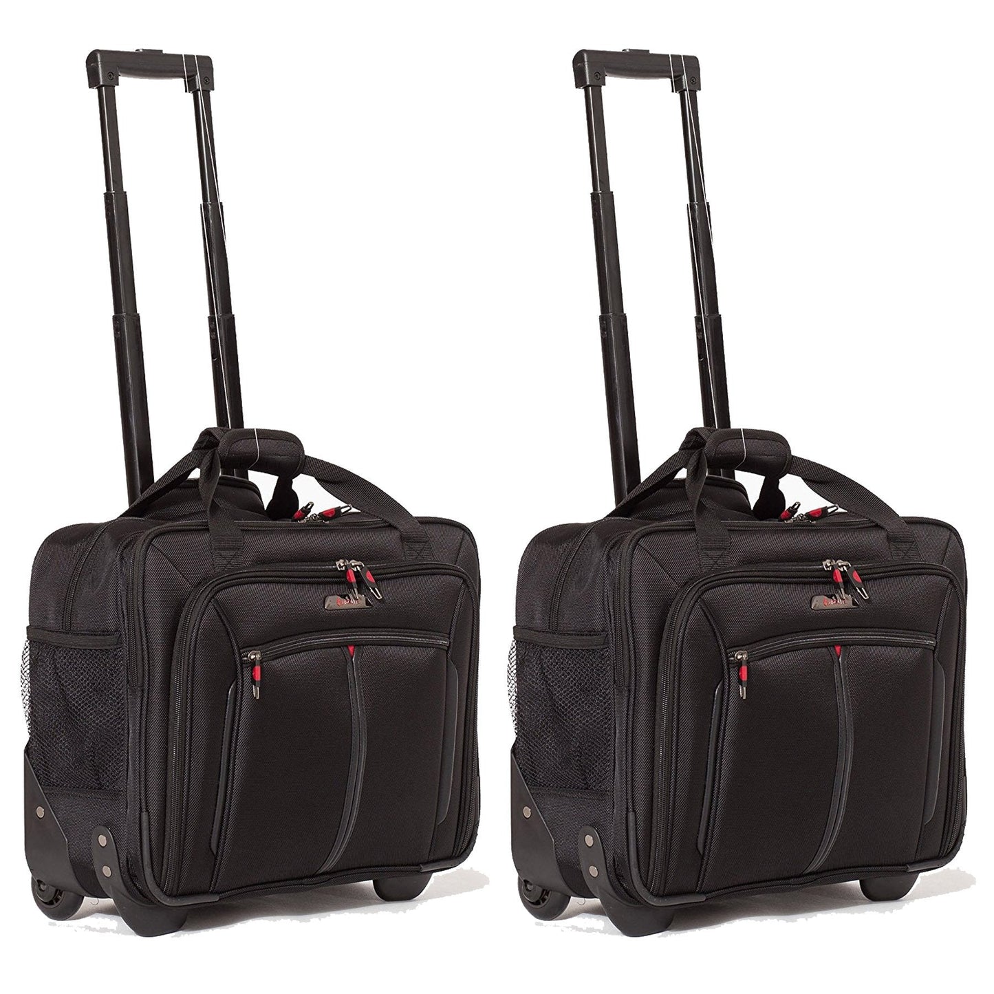 Aerolite Ryanair Priority Boarding, Easyjet Plus, BA, WizzPriority, Jet2 Approved Rolling Padded Laptop Case Bag 2 Wheels - Fits up to 15.6", Business Trolley Hand Cabin Luggage Case (Black x2)