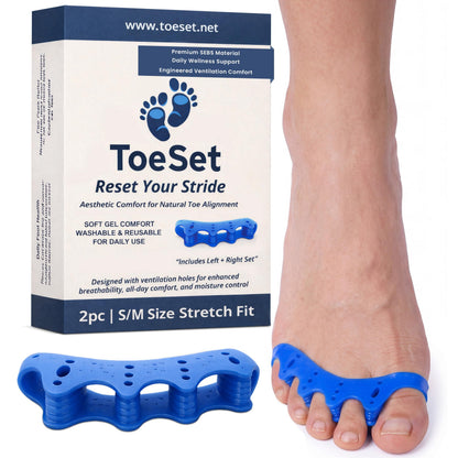 ToeSet Toe Separators – Soft Gel Toe Spacers for Alignment, Stretching, Yoga and Everyday Foot Comfort (Small/Medium)
