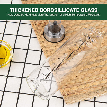 Oil Bottles Oil Dispenser for kitchen 17oz 2 Pack, Oil Container Kitchen Olive Oil Dispenser Bottle with Degree Scale, Glass Oil Dispenser Oil and Vinegar Dispenser Set for Kitchen, Air Fryer, BBQ