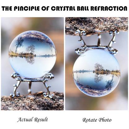 2.3in Sparkling Clear Crystal Ball with Stand 60mm Handcrafted Photography Prop for Magical Shots Elegant Home & Party Decor for Women
