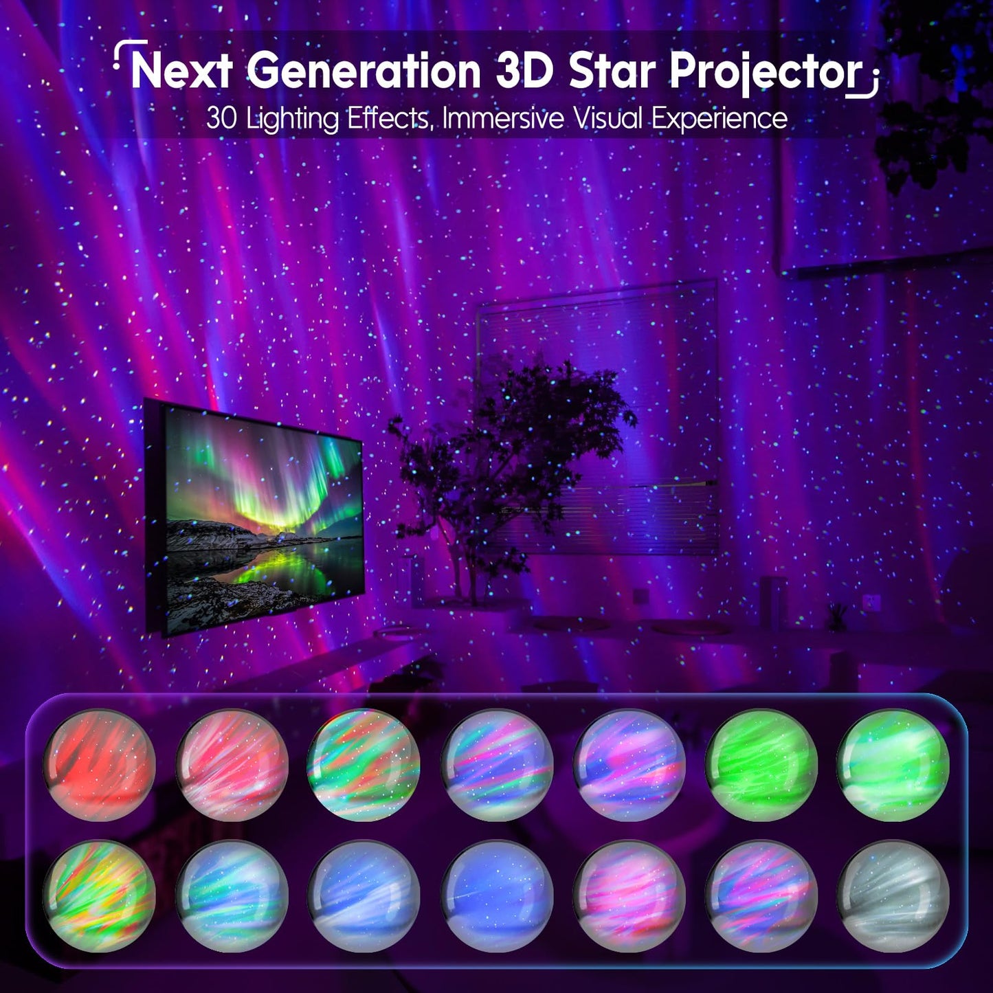 Rossetta Galaxy Projector Star Projector, Aurora Light Projector for Bedroom, Space Projector Night Light with White Noise and Bluetooth Speaker, Christmas, Birthdays Gifts for Kids, Teens, Adults