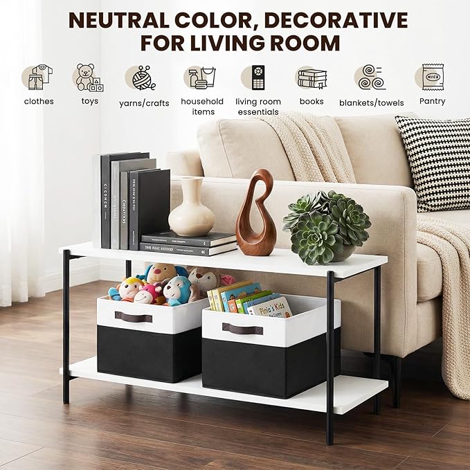 Criusia Large Storage Bins for Shelves 4 Pack, Closet Storage Baskets for