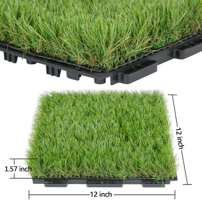 XLX TURF Interlocking Artifical Grass Tiles 18 PCS - 12"x12" Fake Grass Square for Dog Potty Kennel - Indoor Outdoor Turf Self-draining Deck Flooring Decor Balcony Patio - U Shape Buckle System