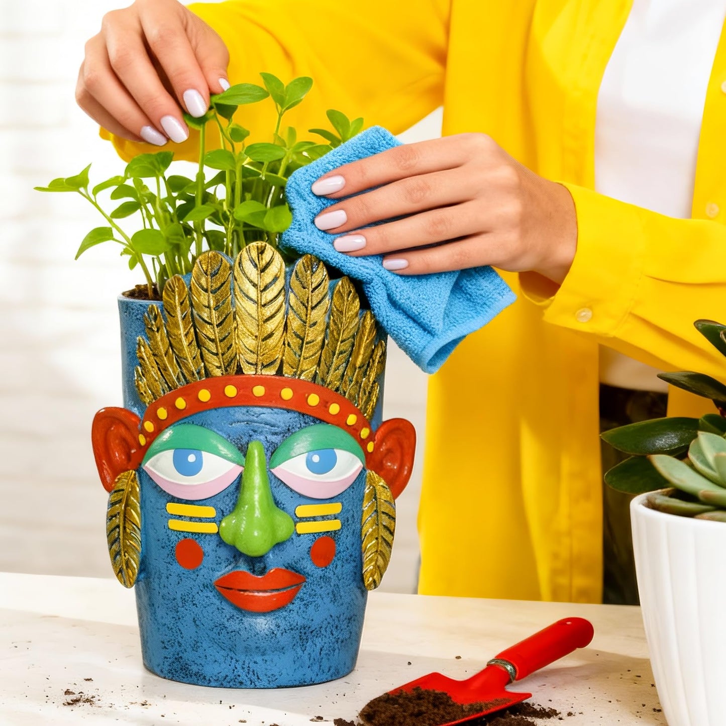 U WONDERFUL Unique Plant Pots - Abstract Picasso Face Flower Pot, Funky Planters for Indoor Plants, Cool Head Planter for Outdoor Garden & Home Decor