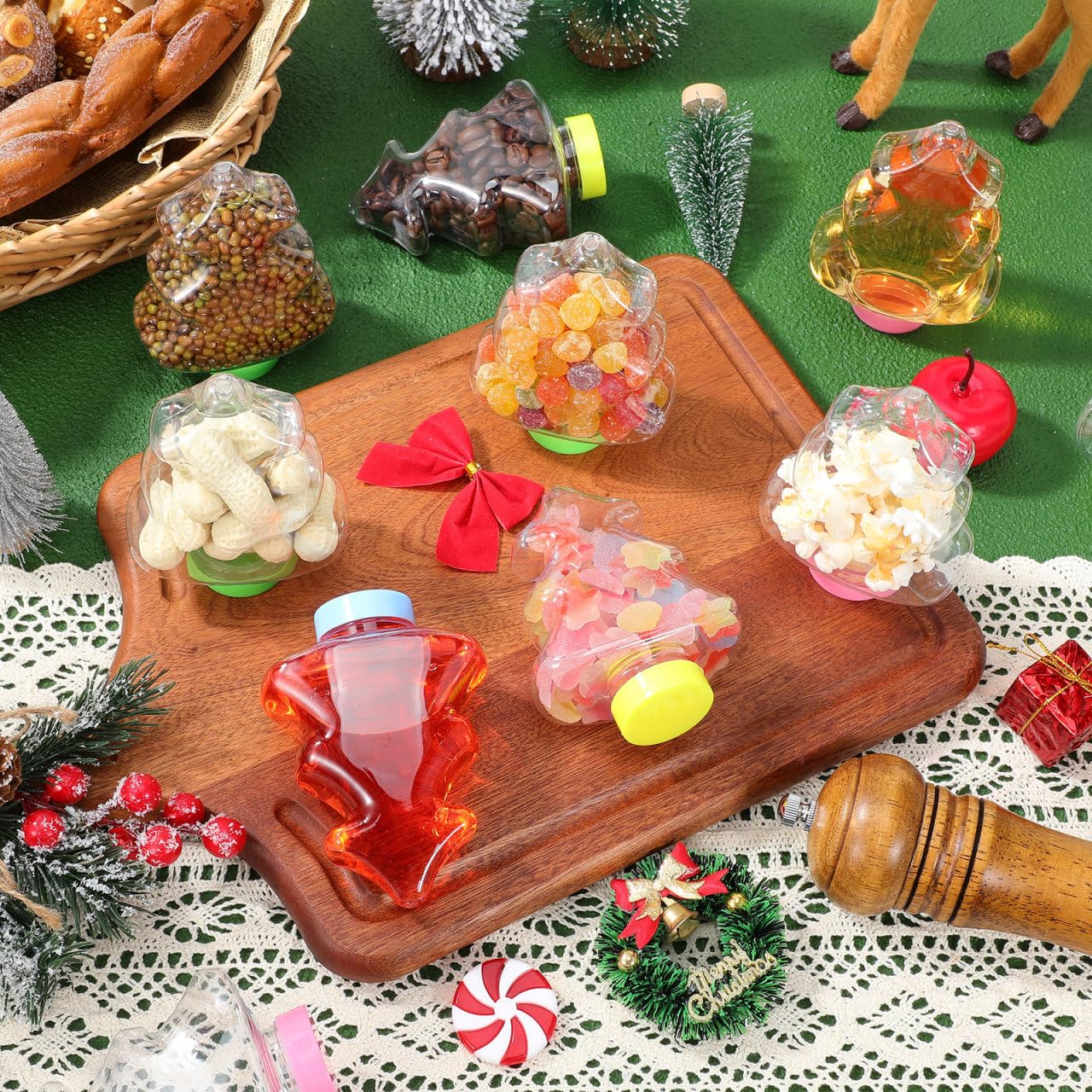 Ciieeo 25Pcs Acrylic Candy Boxes Tree Shape Plastic Candy Box for Christmas Birthday Back to School Wedding Decor