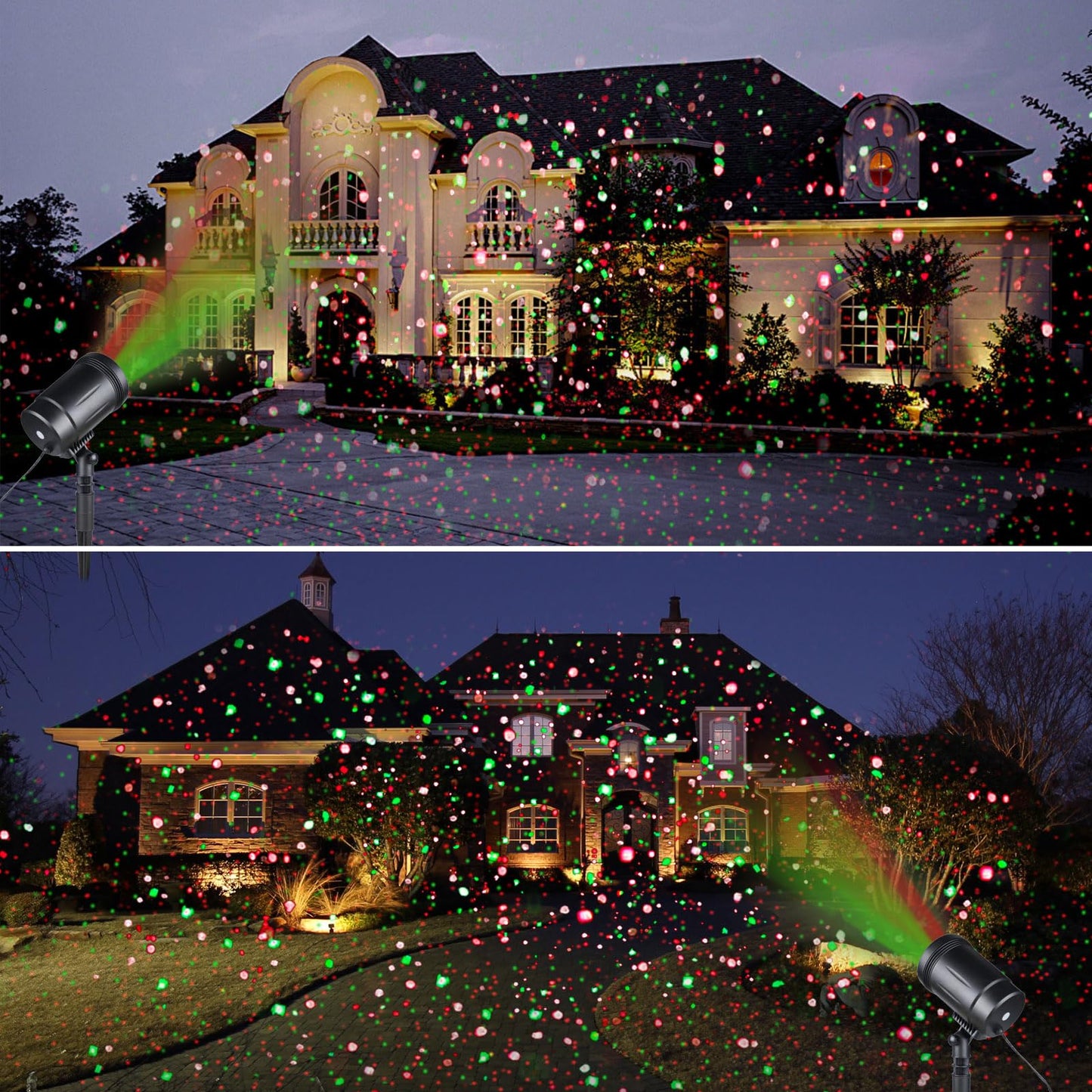 Christmas Projector Lights Outdoor, Christmas Laser Lights Spotlight Red and Green Star Show with Rf Wireless Remote Christmas Decorations for Outdoor Garden Patio Wall Xmas Holiday Party