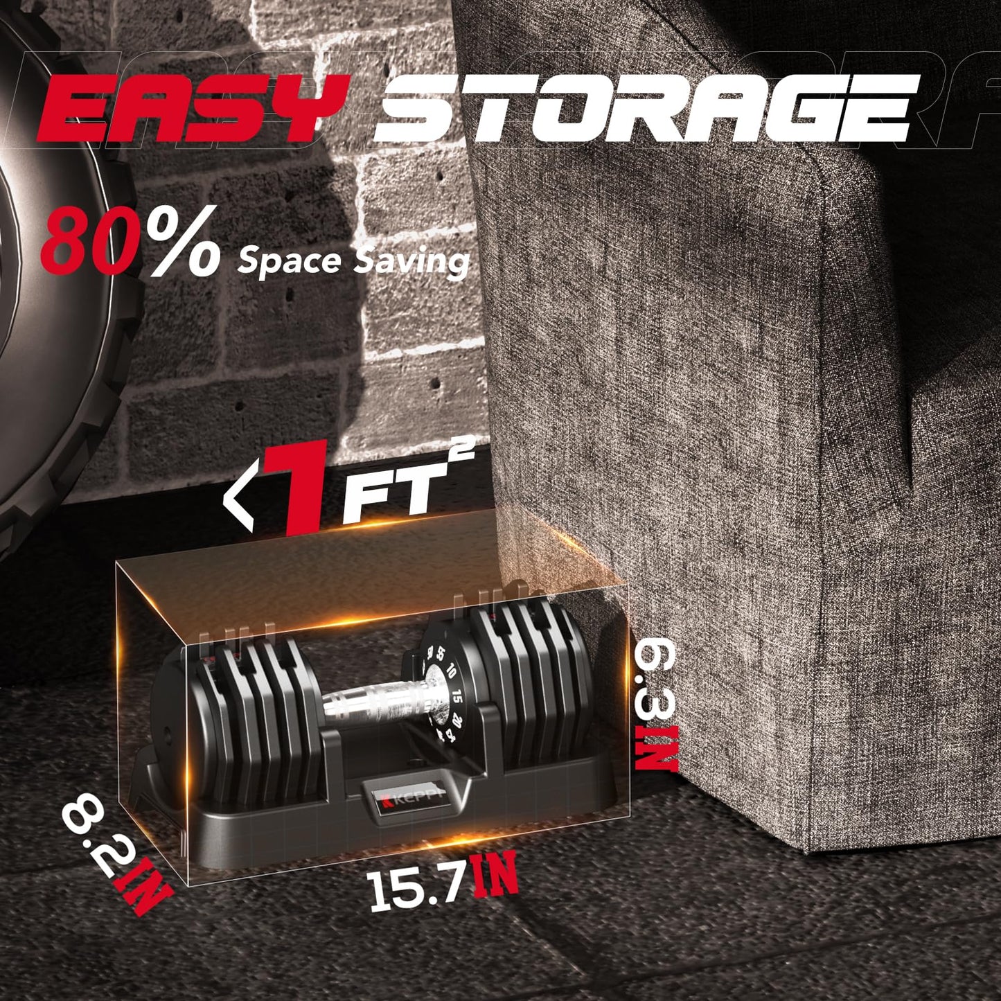 Keppi Adjustable Dumbbells Set-25lb/40lb/55lb/60lb, Anti-Slip Metal Fast Adjust Weight Handle, Exercise & Fitness for Full Body Workout - Adjustable Dumbbell Series