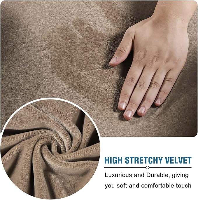 H.VERSAILTEX Real Velvet Plush 3 Piece Stretch Sofa Covers Couch Covers