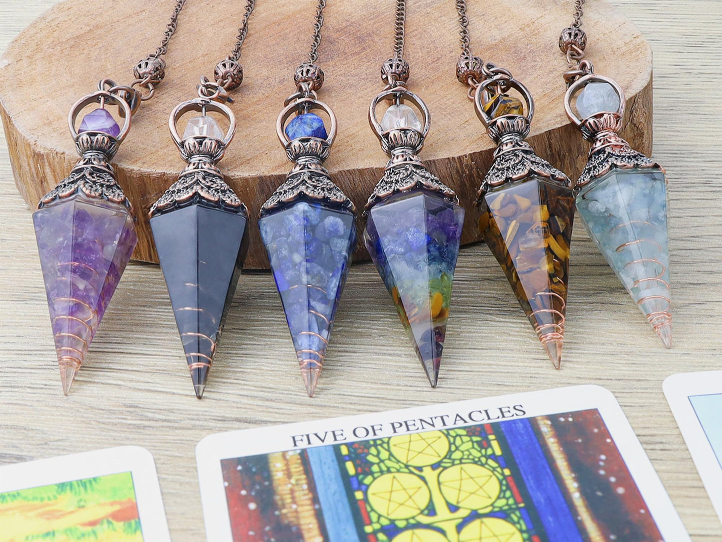 MAIBAOTA Pendulum Crystal, Natural Lapis Lazuli Crystal Pendulums for Dowsing, Spiritual Pointed Crystals for Witchcraft Supplies, Divination Tools