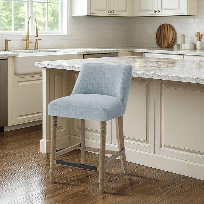 Martha Stewart Delaney Upholstered Mid-Century Modern Counter Stool