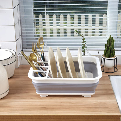 Collapsible Dish Drainer with Drain Plug & Swivel Spout - Space-Saving, Portable Dish Rack for Kitchens, RVs, Campers & Travel Trailers