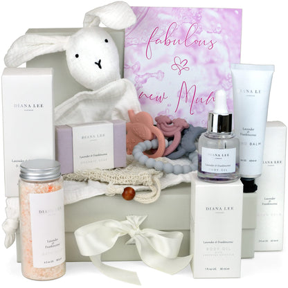 Jasmyn & Greene New Mom Gift Basket - 9 Luxury Baby Shower Gifts for Expecting Mommy To Be. Pregnant Moms Postpartum Kit Care Package. Newborn Baby Girl Gift Set with Pregnancy Spa Gifts for Women.